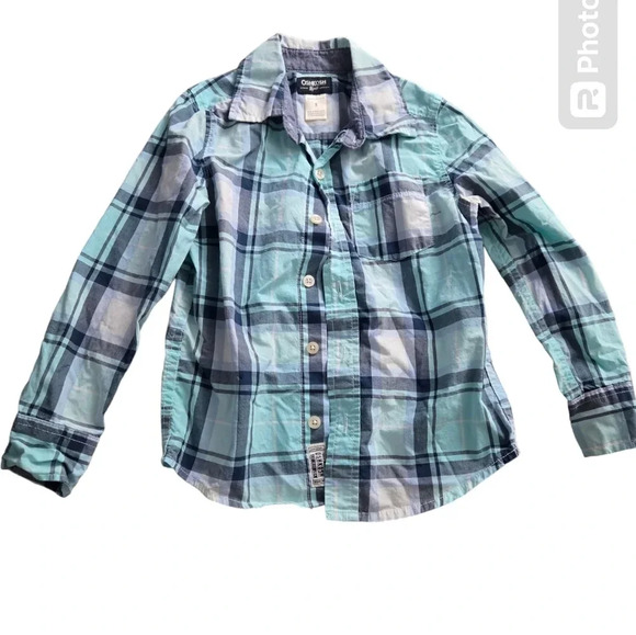 Oshkosh Plaid Long Sleeve Button Down Youth Shirt - Picture 1 of 2